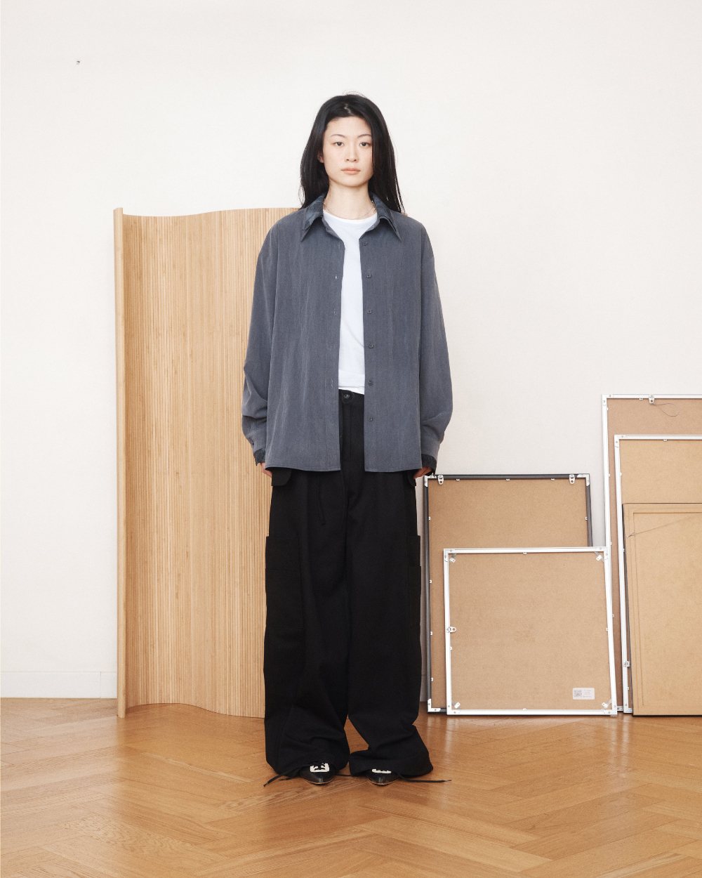 미와이후 소프트 레이어드 오버 셔츠 차콜(Miyhoo Soft Layered Over Shirt Charcoal) - 3