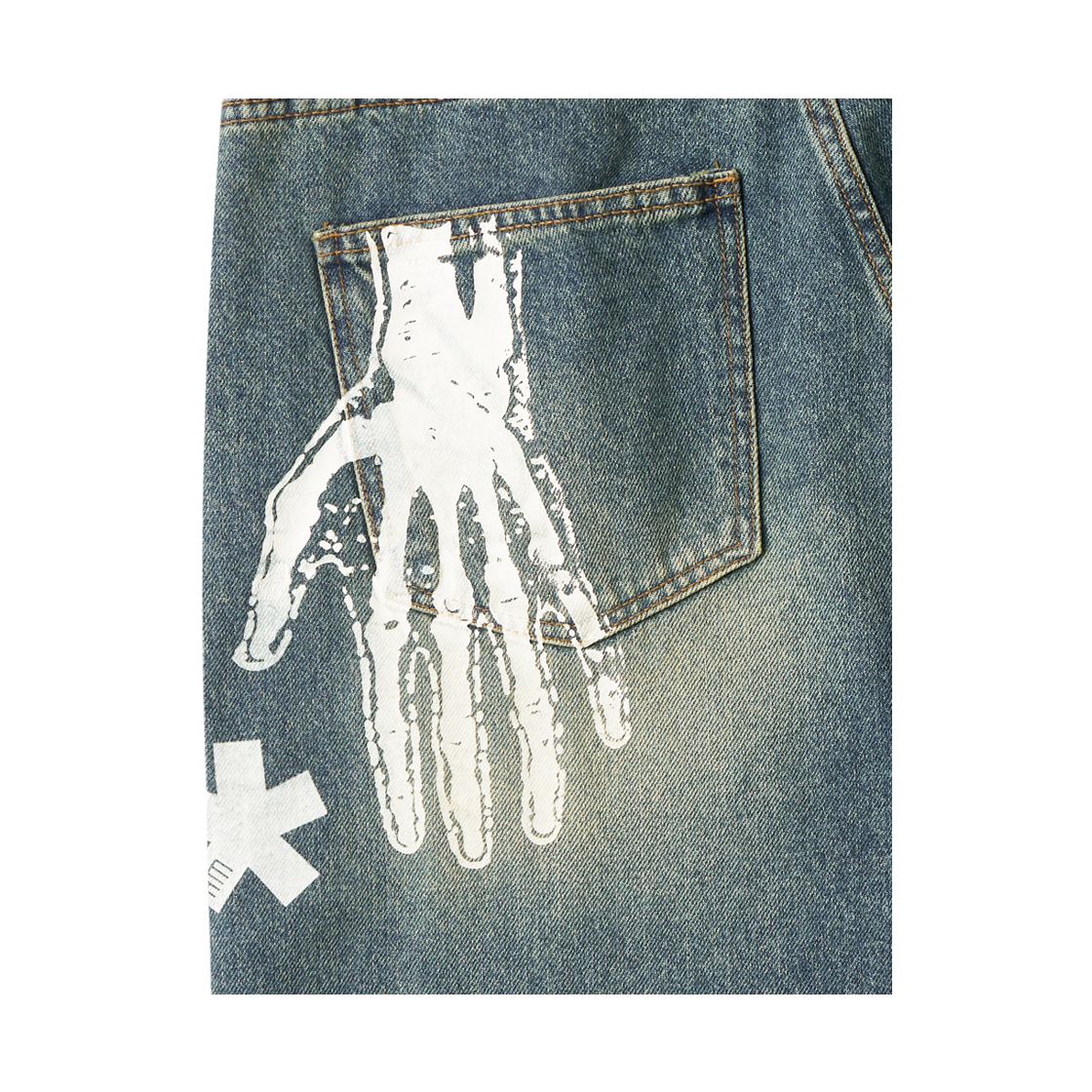 아모우 핸드사인 데님 버뮤다 팬츠 블루(AMOU Hand Sign Denim Bermuda Pants Blue) - 3
