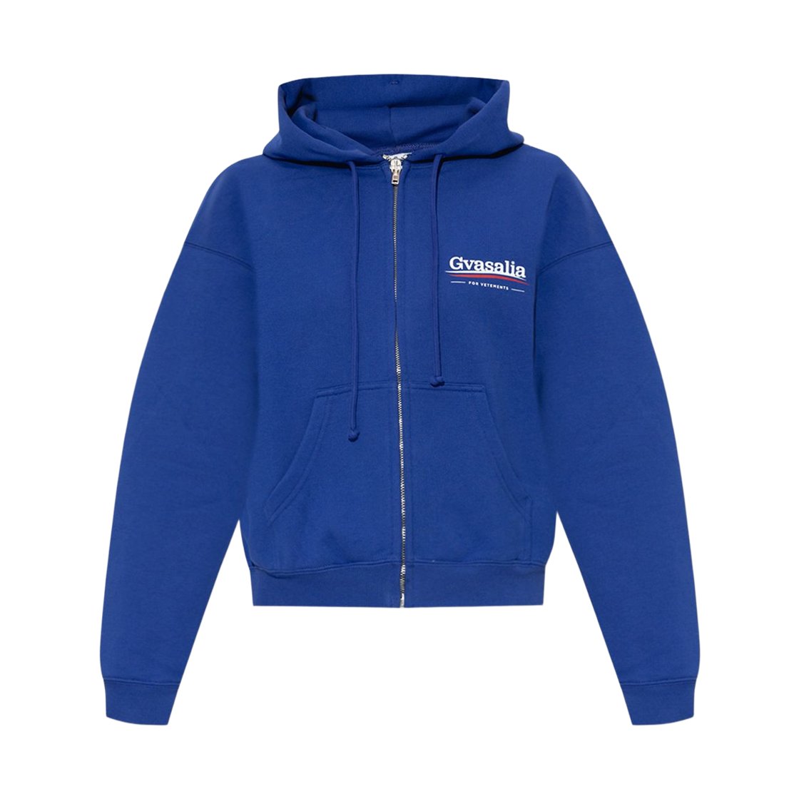 (W) 베트멍 구바살리아 웨이브 로고 집업 후디 로얄 블루((W) Vetements Gvasalia Wave Logo Zip-Up Hoodie Royal Blue)