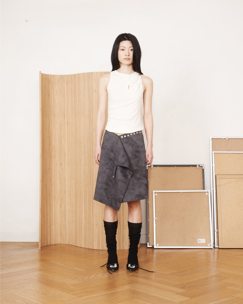 미와이후 레이어드 셔링 슬리브리스 아이보리(Miyhoo Layered Shirring Sleeveless Ivory) - 3
