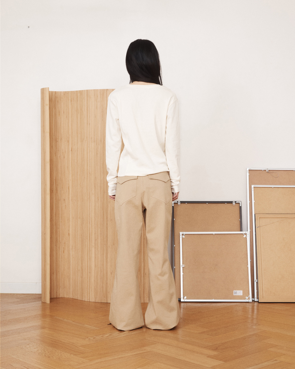 미와이후 사이드 랩 플레어 팬츠 베이지(Miyhoo Side Wrap Flare Pants Beige) - 5
