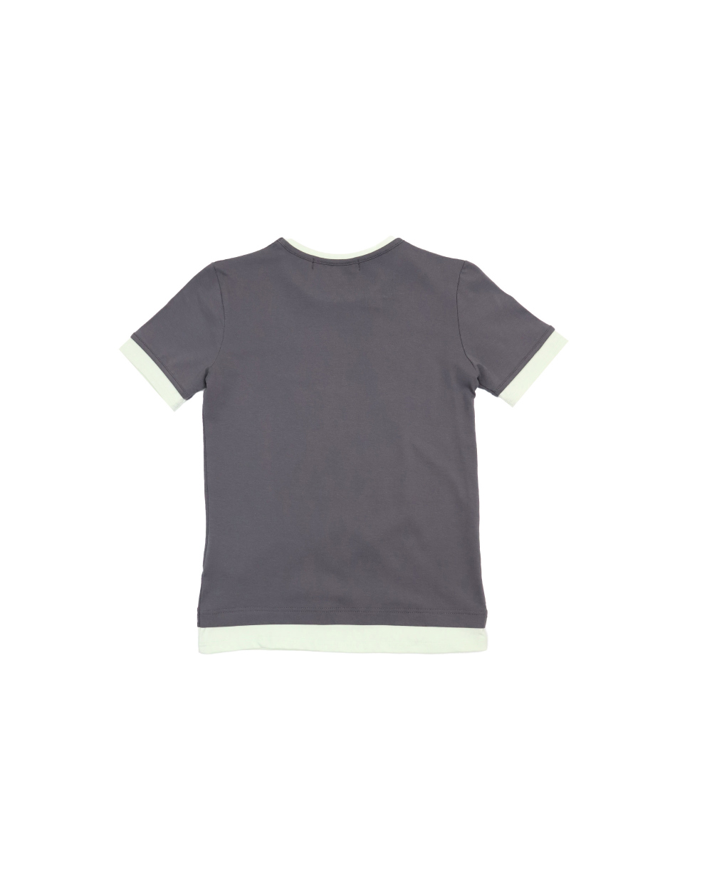 미와이후 투톤 레이어드 슬림 티셔츠 차콜 – 라임(Miyhoo Two-Tone Layered Slim T-Shirt Charcoal – Lime) - 2