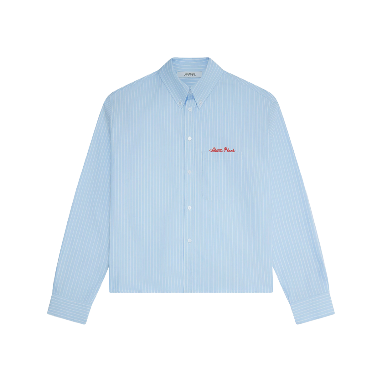 [KREAM 단독] 어바웃 블랭크 옥스포드 스크립트 셔츠 블루 화이트 - 26FW([KREAM 단독] About:Blank Oxford Script Shirt Blue White - 26FW)