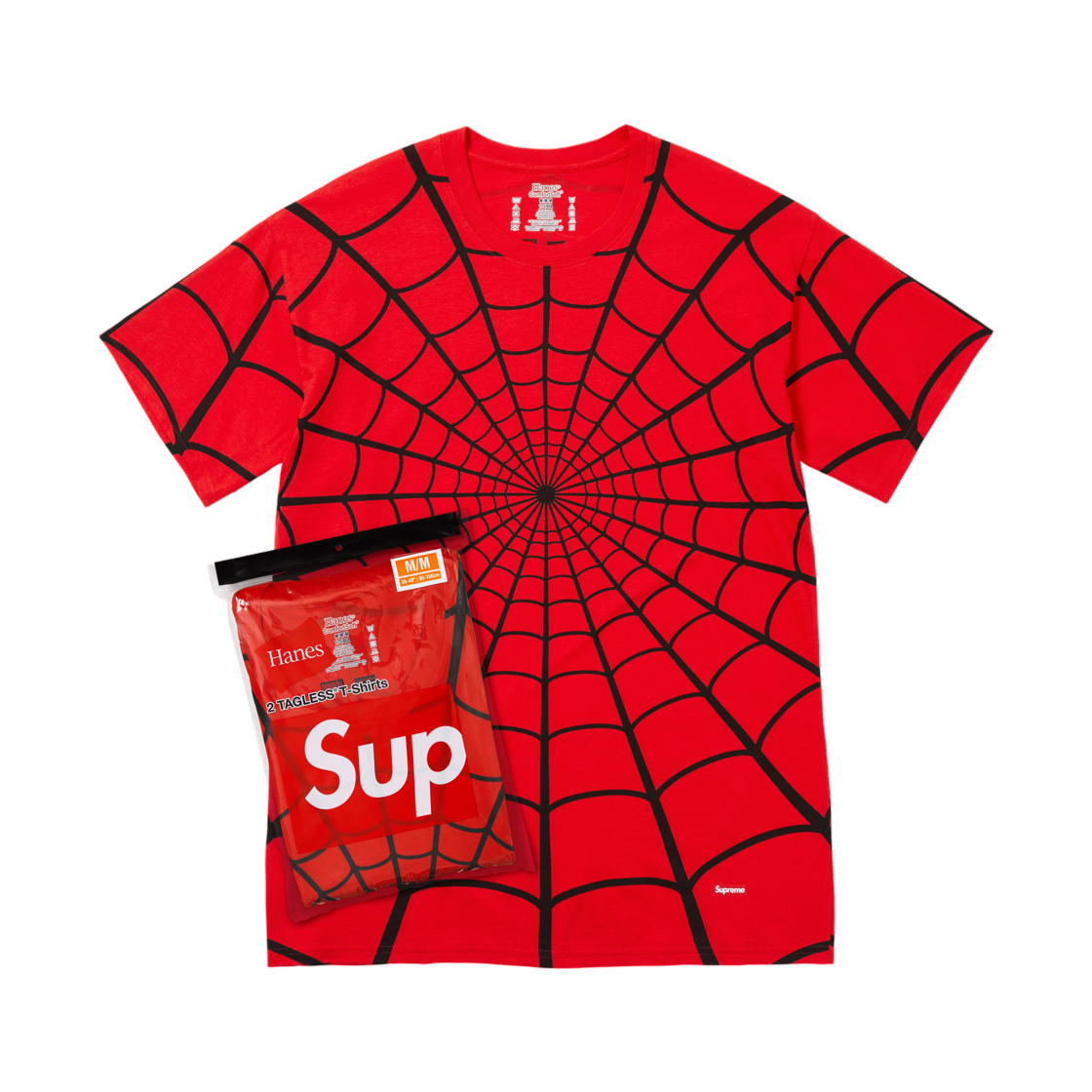 슈프림 x 헤인즈 스파이더맨 태그리스 티셔츠 레드 (2개입) - 26SS(Supreme x Hanes Spider-Man Tagless T-Shirt Red (2 Pack) - 26SS)
