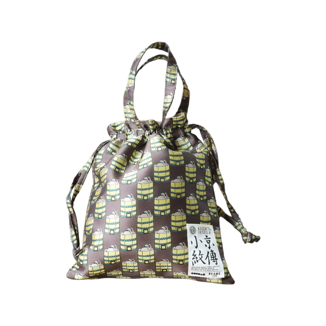 빔스 재팬 x 쿄덴 산토 코몬 드로우스트링 토트백 수에부로 커넥션(Beams Japan x Santo Kyoden Komon Drawstring Tote Bag Suefuro Connection)