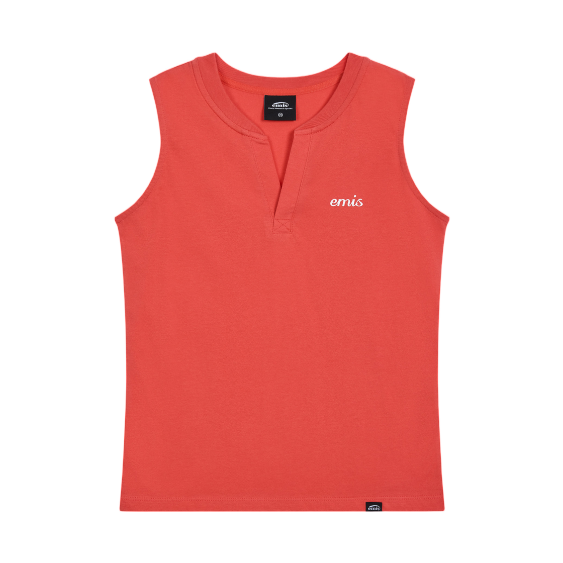 (W) 이미스 헨리 넥 슬리브리스 탑 레드((W) Emis Henley Neck Sleeveless Top Red)