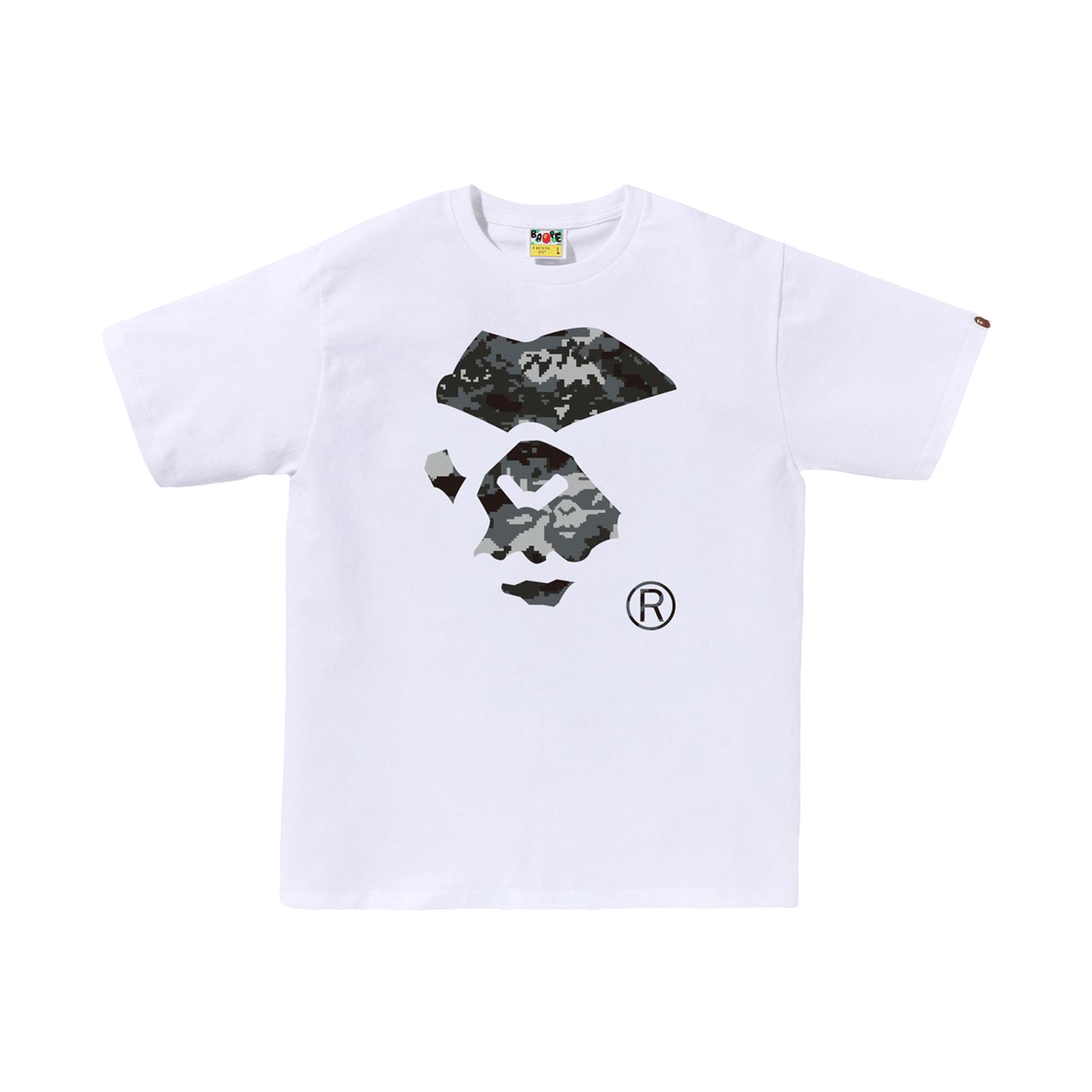- BAPE Multi Pixel Camo Mad Ape Face T-Shirt White Black