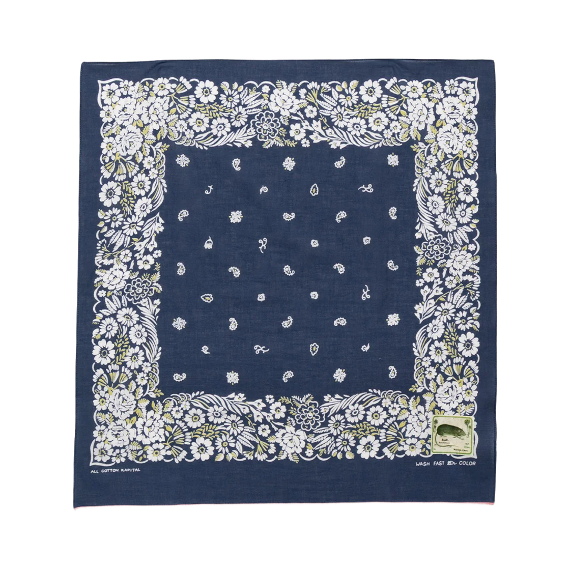 K2508BA507 Kapital Fastcolor Selvedge Bandana 20x20 Navy