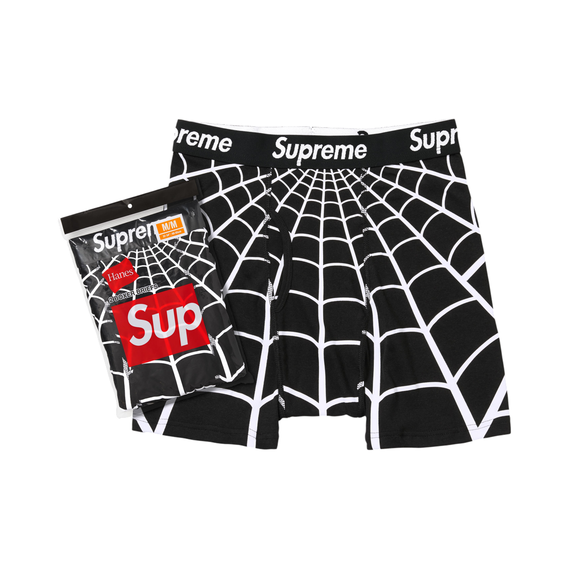 슈프림 x 헤인즈 스파이더맨 박서 브리프 블랙 (2개입) - 26SS(Supreme x Hanes Spider-Man Boxer Briefs Black (2 Pack) - 26SS)