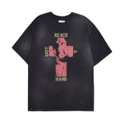 [핏더새 / 예약 배송] Undermycar POC Reach Out A Hand Vintage Washed T-Shirts Black