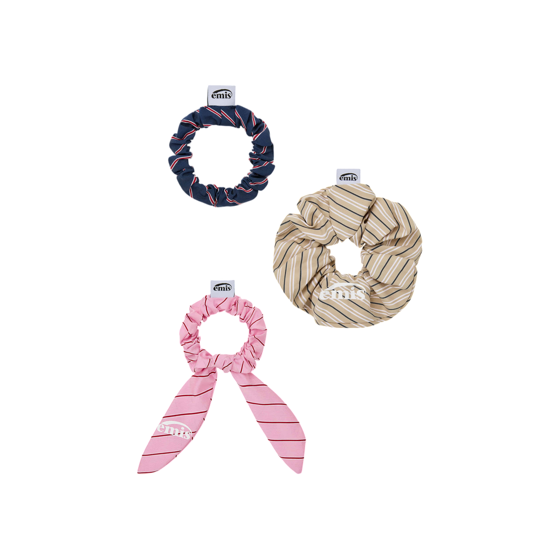 - Emis Stripe Scrunchie Bundle (Set of 3)