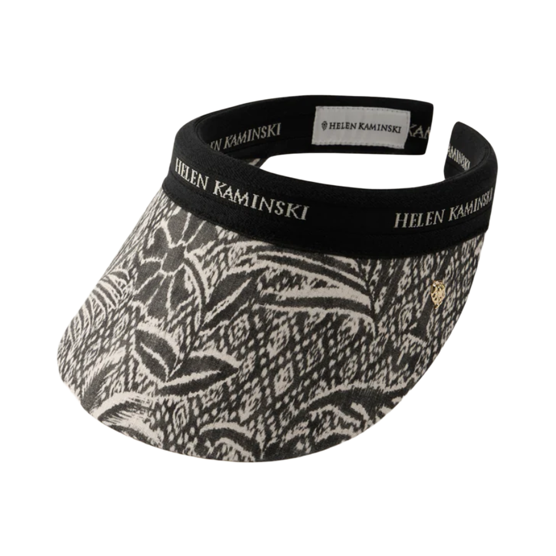 HAT52399 (W) Helen Kaminski Brooke Linen Print Visor Black