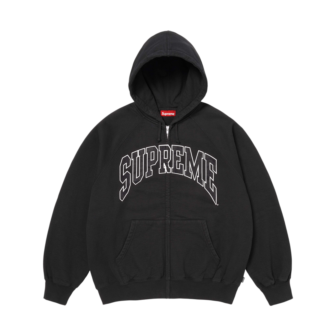 슈프림 크랙 래글런 집업 후드 스웨트셔츠 블랙 - 26SS(Supreme Cracked Raglan Zip Up Hooded Sweatshirt Black - 26SS) - 1