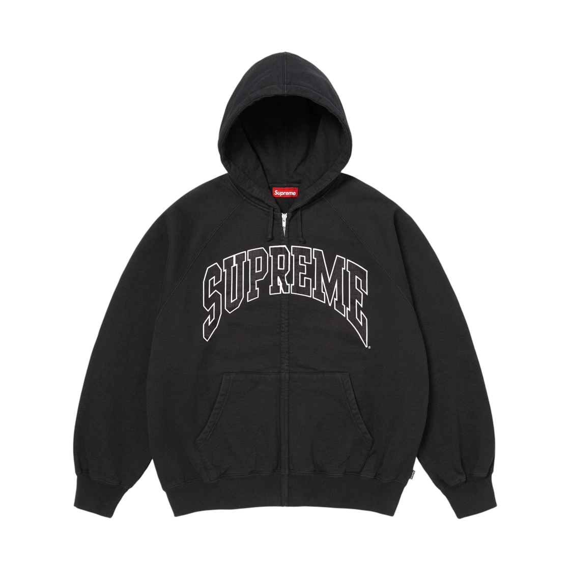 Supreme Supreme Cracked Raglan Zip Up Hooded Sweatshirt Black - 26SS · M