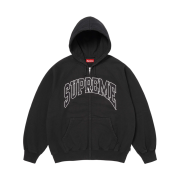 Supreme Cracked Raglan Zip Up Hooded Sweatshirt Black - 26SS