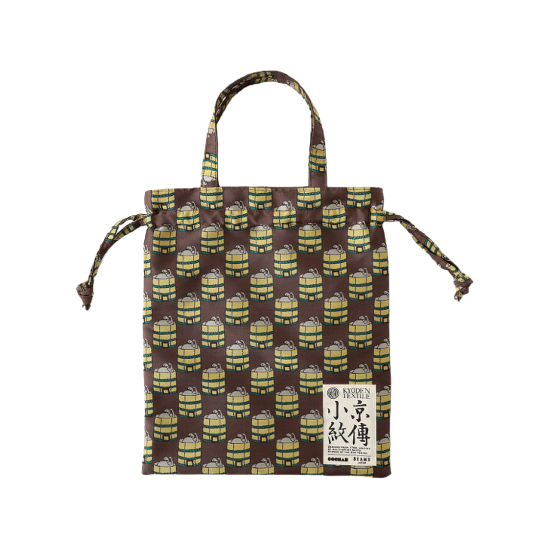 빔스 재팬 x 쿄덴 산토 코몬 드로우스트링 토트백 수에부로 커넥션(Beams Japan x Santo Kyoden Komon Drawstring Tote Bag Suefuro Connection) - 3
