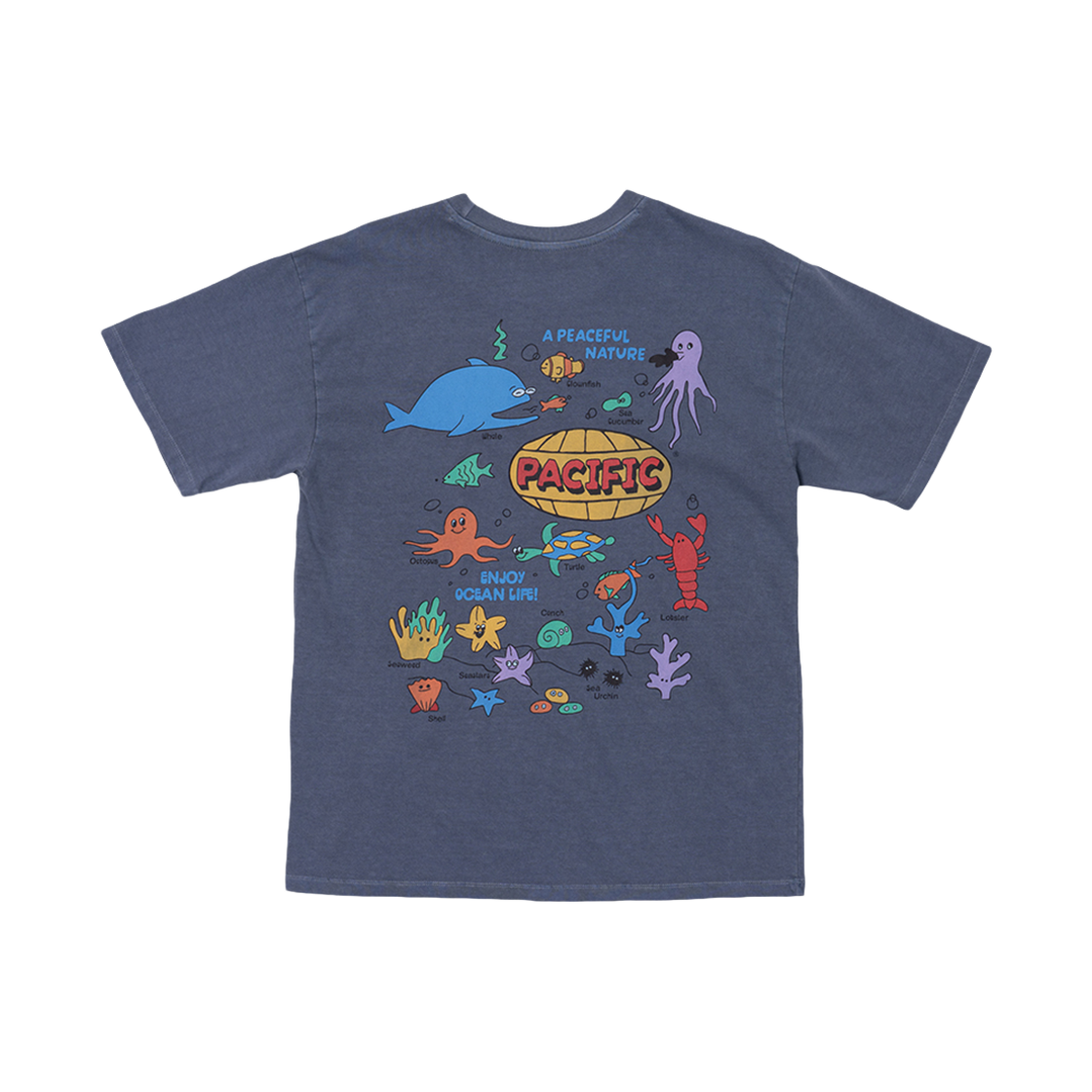 빅웨이브 컬렉티브 인조이 오션 라이프 피그먼트 반팔 티셔츠 네이비(BIGWAVE COLLECTIVE Enjoy Ocean Life Pigment Tee Navy)