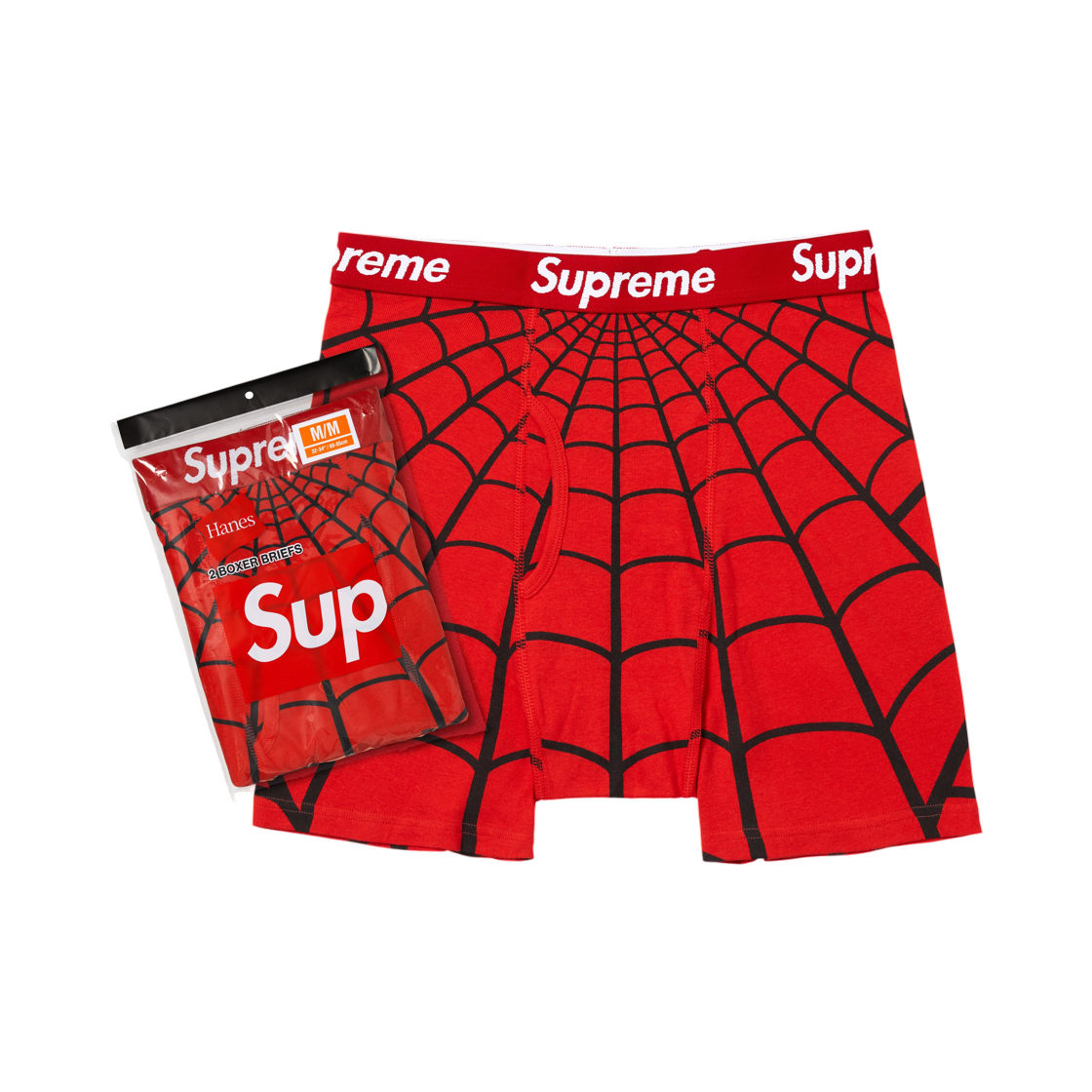 슈프림 x 헤인즈 스파이더맨 박서 브리프 레드 (2개입) - 26SS(Supreme x Hanes Spider-Man Boxer Briefs Red (2 Pack) - 26SS)