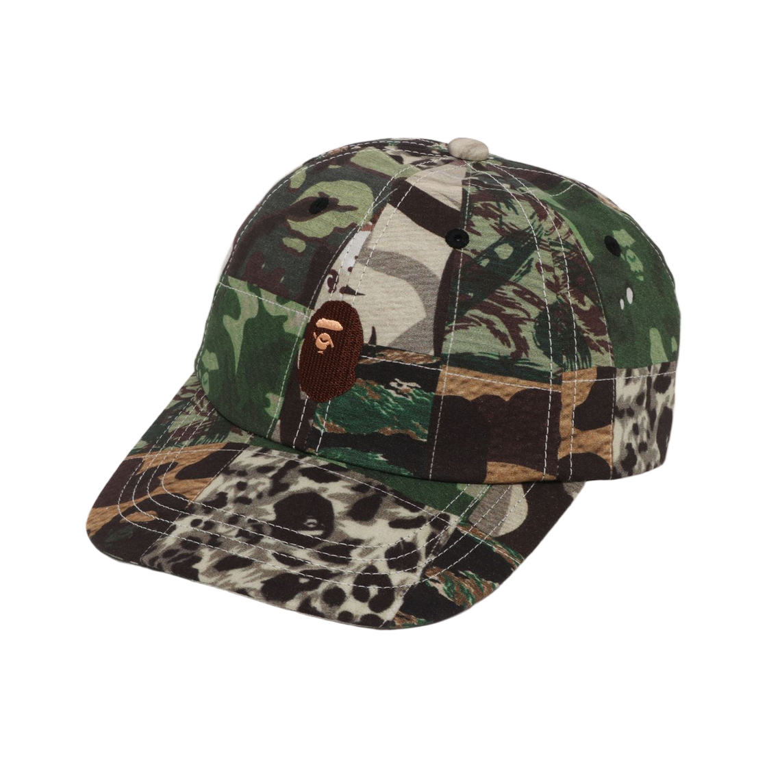 - BAPE Camo Patchwork Panel Cap Green