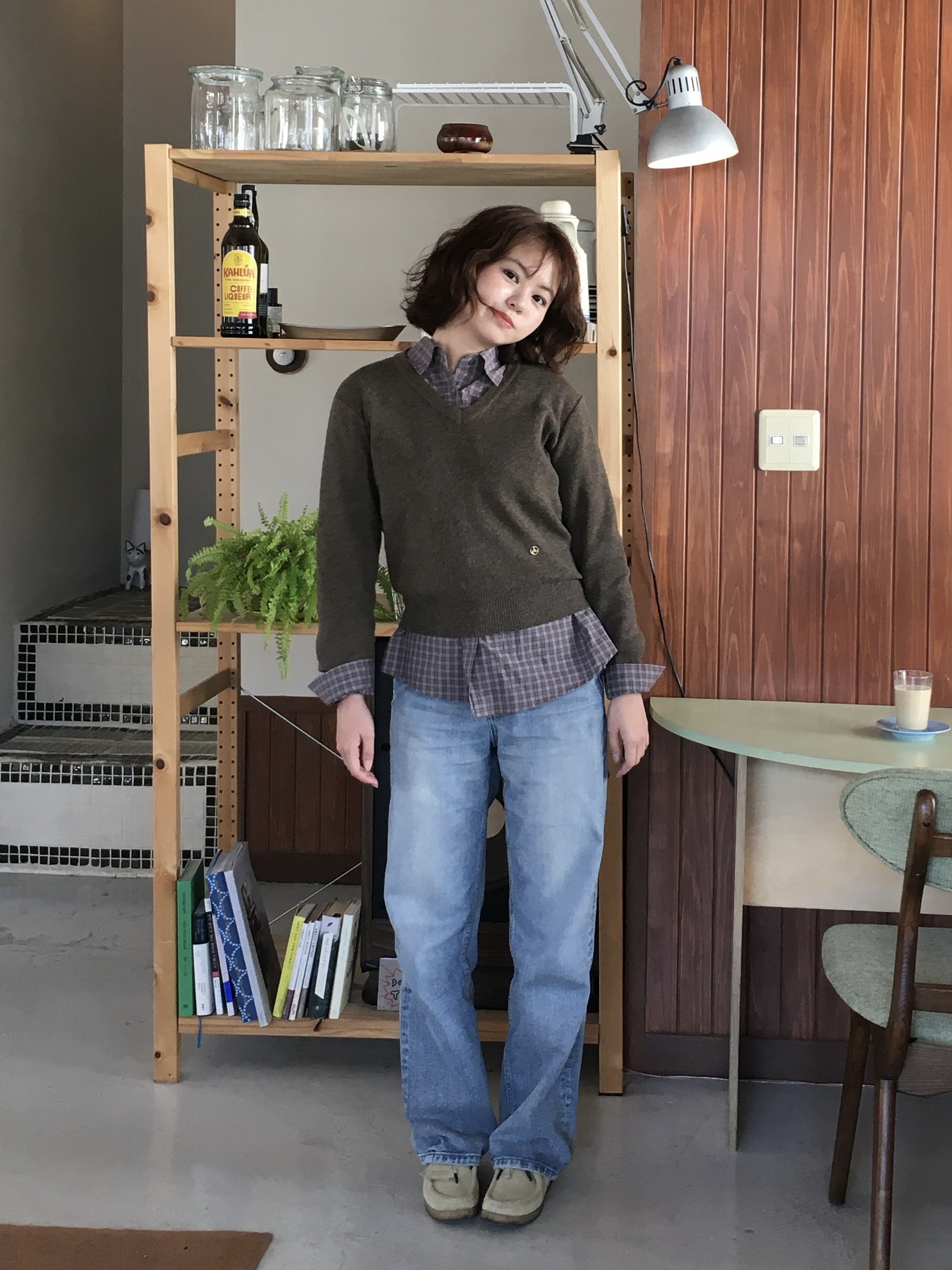 (W) Clarks Wallabee Maple Suede 착용 스타일 - 1
