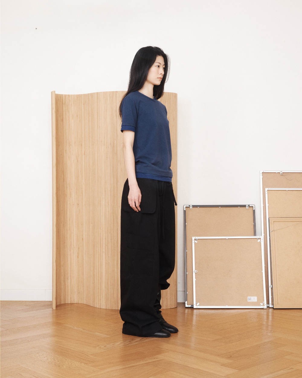 미와이후 투톤 레이어드 슬림 티셔츠 네이비 – 딥 네이비(Miyhoo Two-Tone Layered Slim T-Shirt Navy – Deep Navy) - 4