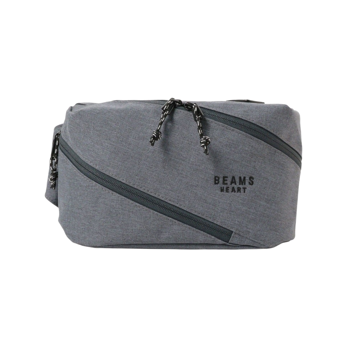 빔즈 하트 헤더드 폴리에스터 트위스트 집 웨이스트 파우치 그레이(Beams Heart Heathered Polyester Twist Zip Waist Pouch Gray)