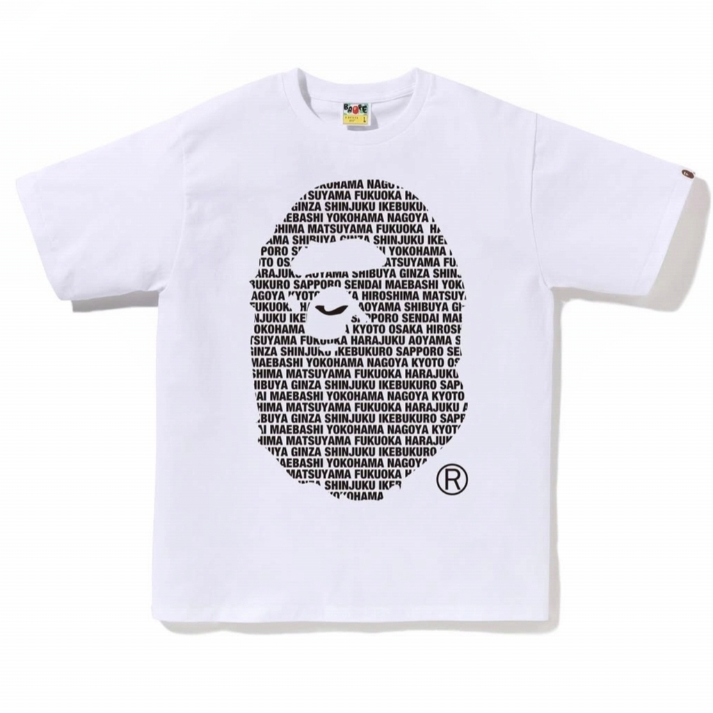 BAPE Japan Ape Head T-Shirt White 착용 스타일 - 1
