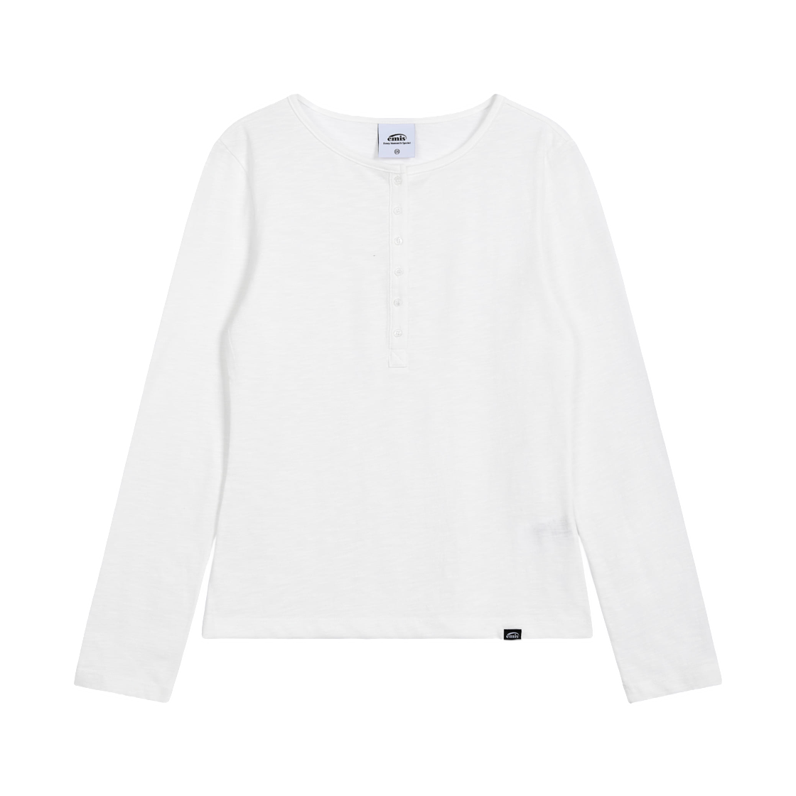 (W) 이미스 썸머 슬럽 헨리 넥 티셔츠 아이보리((W) Emis Summer Slub Henley Neck T-Shirt Ivory)