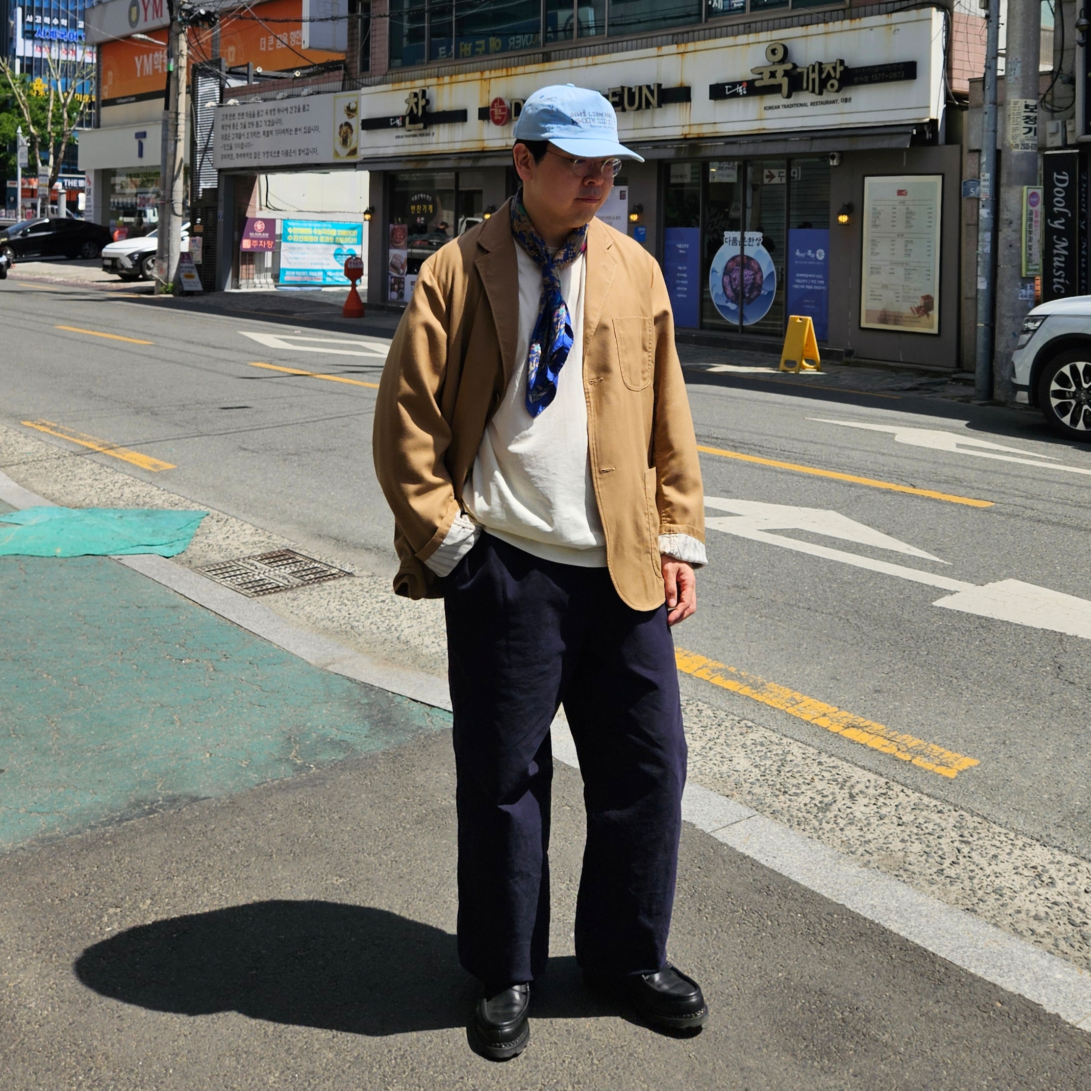 Nanamica Chino Jacket Khaki, Paraboot Reims Black 착용 스타일 - 1