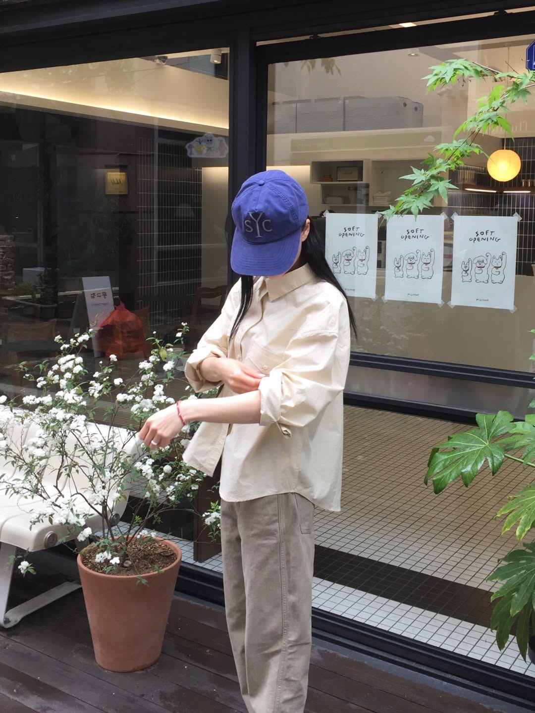 Sunday Ceremony Syc Logo 5 Panel Cotton Cap - Blue 착용 스타일 - 2
