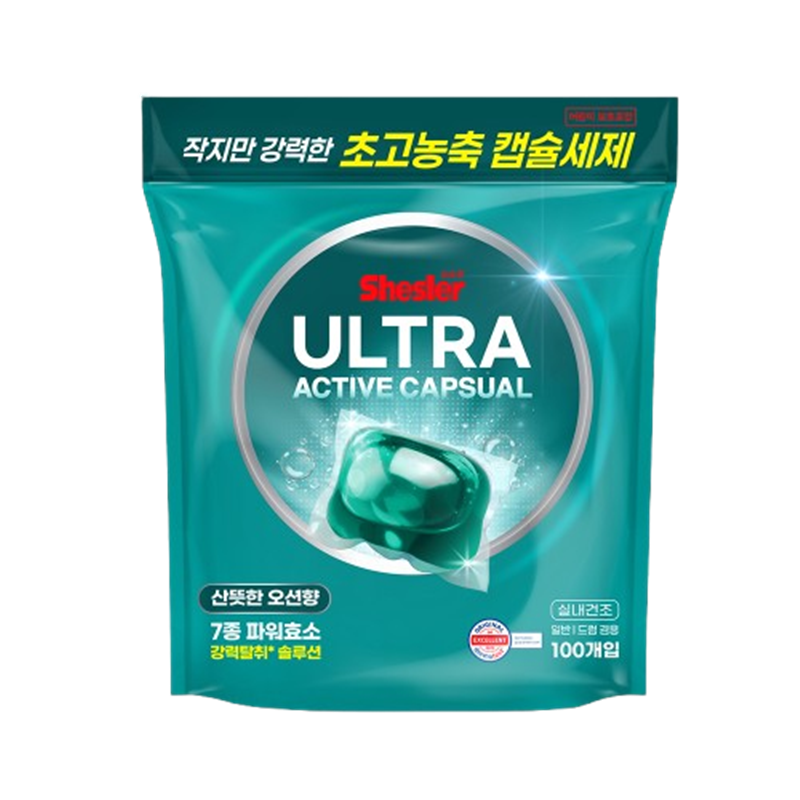 유니크시티 쉬슬러 울트라액티브 캡슐세제 그린 100개입(UNIQUECITY Schussler Ultra-Active Laundry Detergent Pods - Green (100 Count))