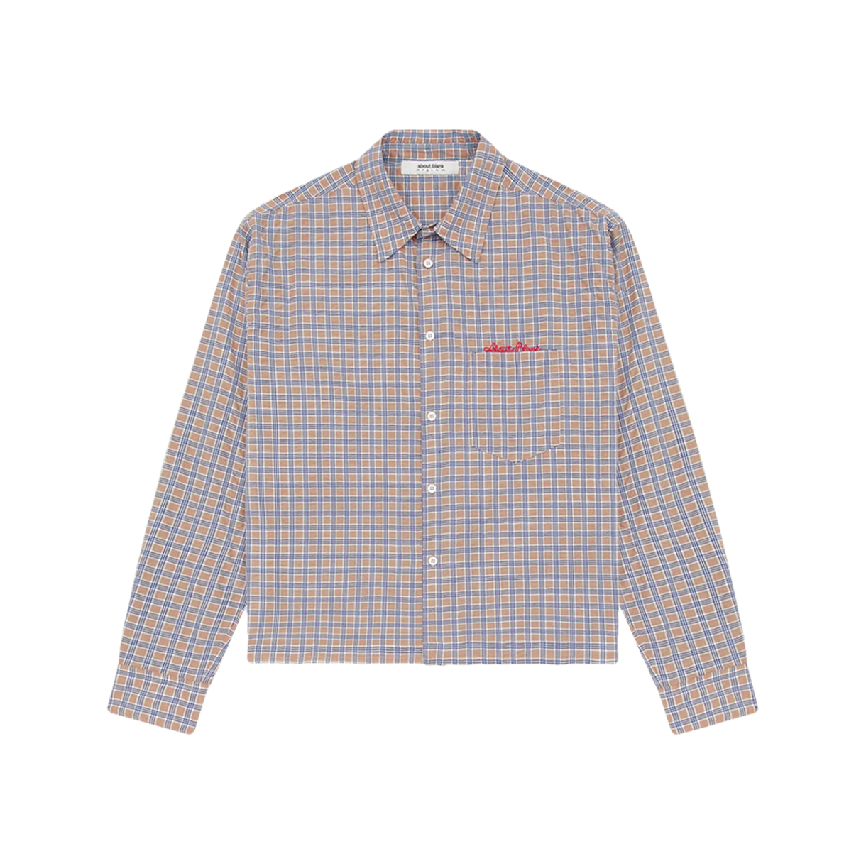 [KREAM 단독] 어바웃 블랭크 로우 헴 체크 셔츠 골드 - 26FW([KREAM 단독] About:Blank Raw Hem Check Shirt Gold - 26FW)
