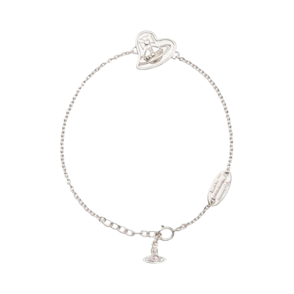 6102025V-01P019 Vivienne Westwood Faye Logo Charm Bracelet Silver
