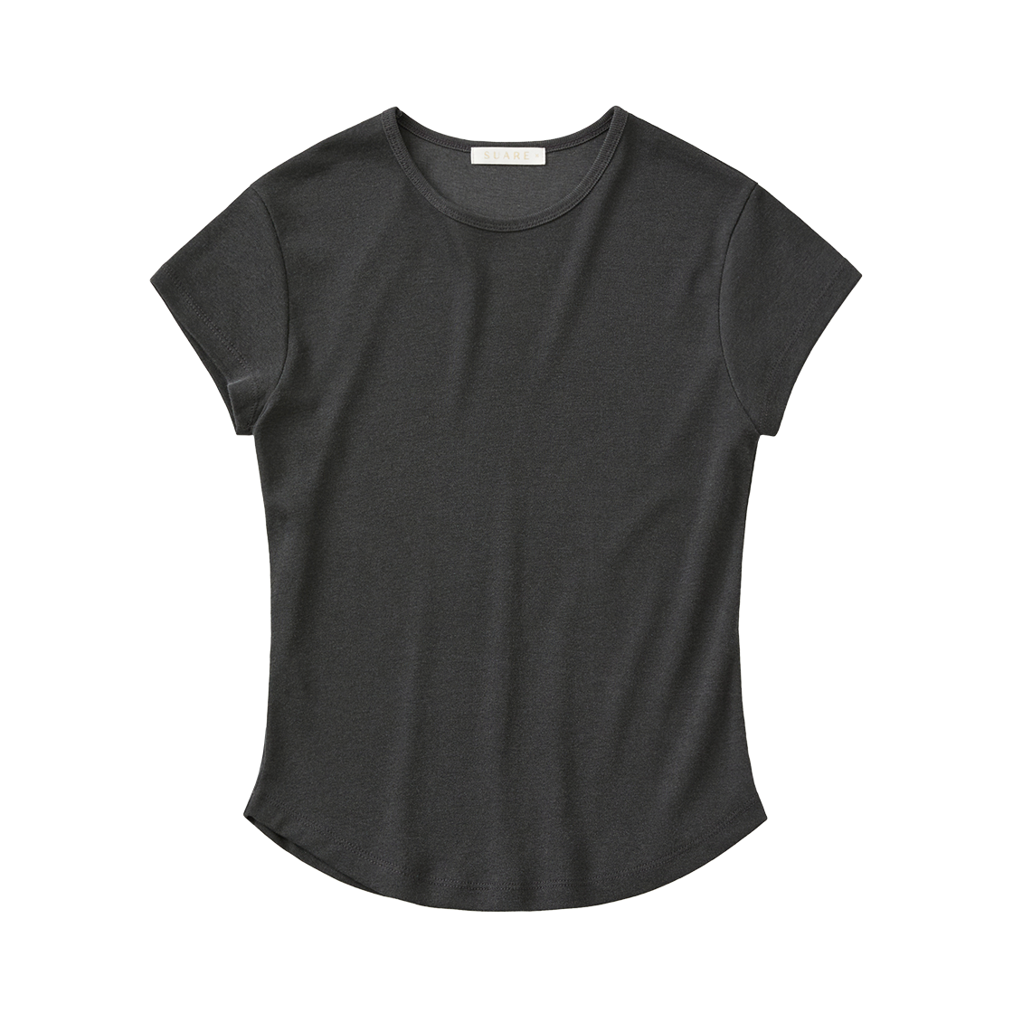 SBF2TS03WCC (W) Suare Women Pigment Curve Line Short Sleeve Charcoal