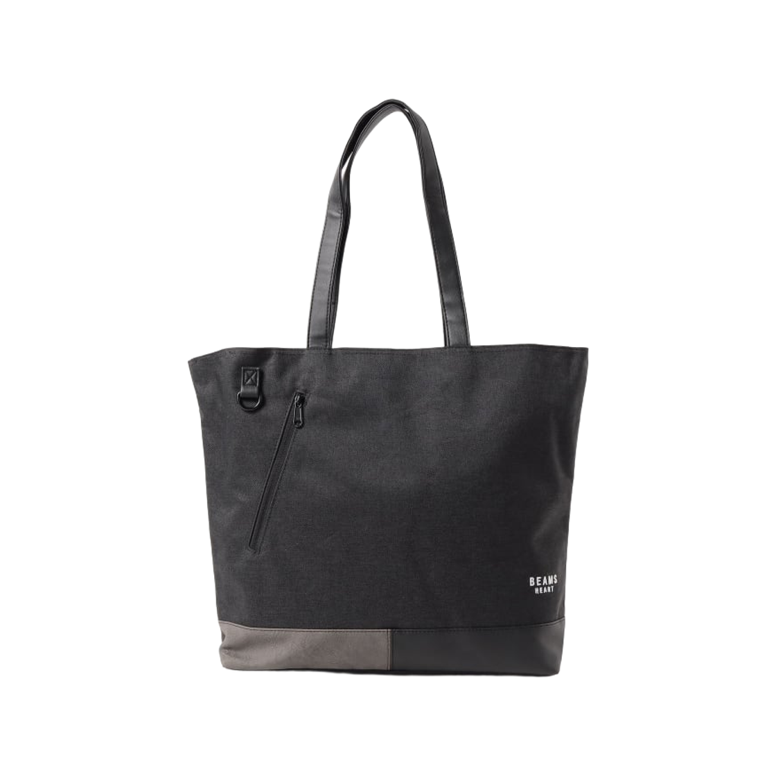 빔즈 하트 폴리에스터 헤더드 머터리얼 콤비네이션 토트백 블랙(Beams Heart Polyester Heathered Material Combination Tote Bag Black) - 1