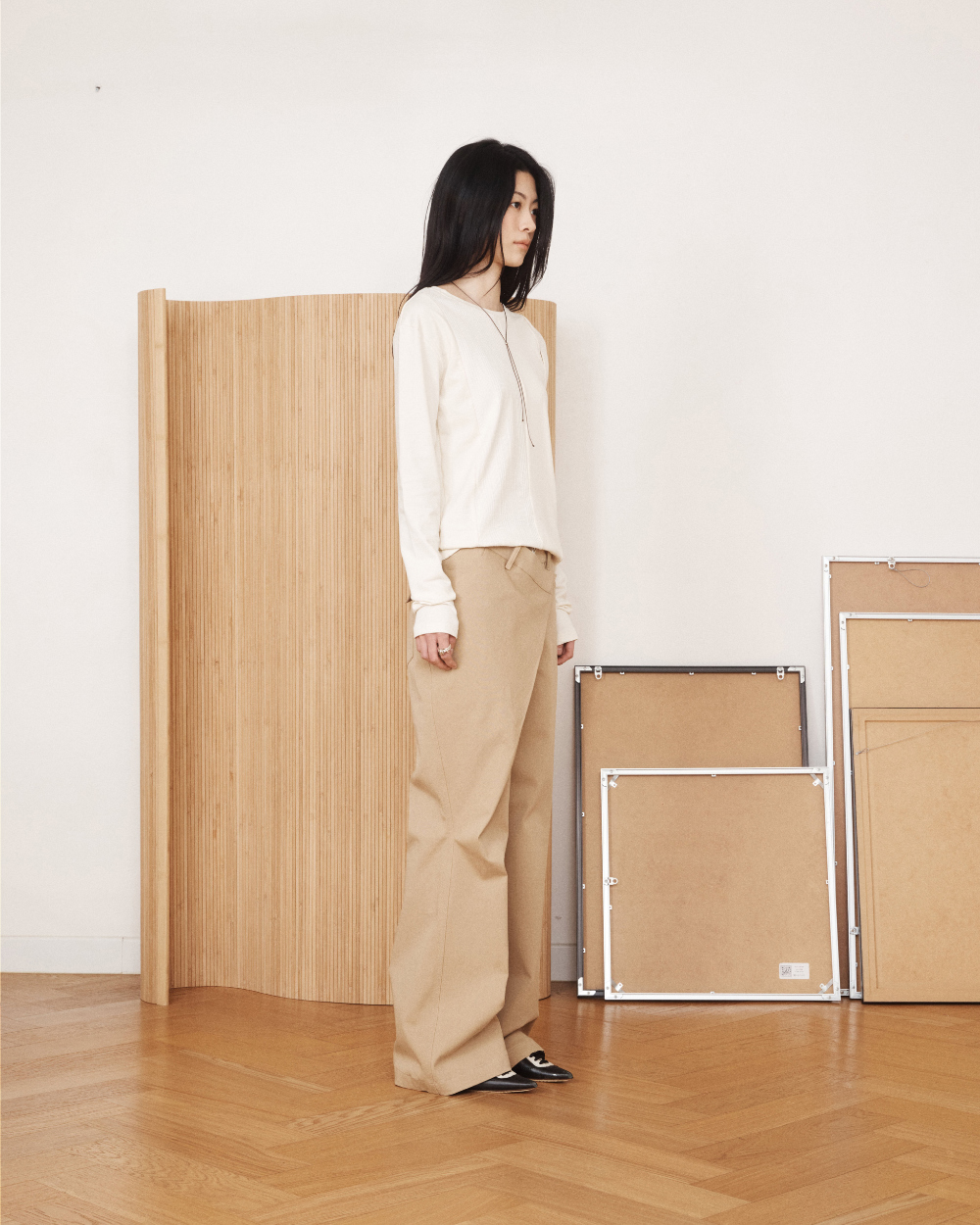 미와이후 사이드 랩 플레어 팬츠 베이지(Miyhoo Side Wrap Flare Pants Beige) - 4