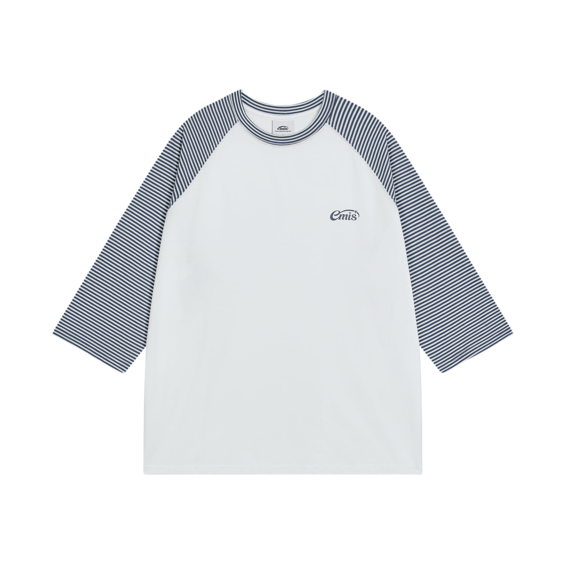 이미스 스트라이프 래글런 슬리브 티셔츠 네이비(Emis Stripe Raglan Sleeve T-Shirt Navy)