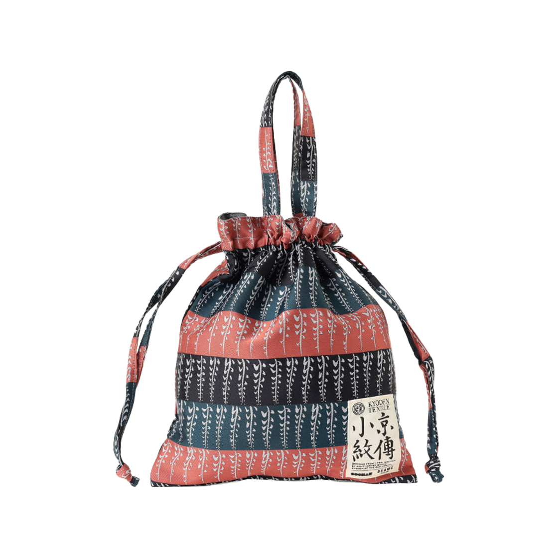 빔스 재팬 x 쿄덴 산토 코몬 드로우스트링 토트백 비러브드 위스테리아(Beams Japan x Santo Kyoden Komon Drawstring Tote Bag Beloved Wisteria)