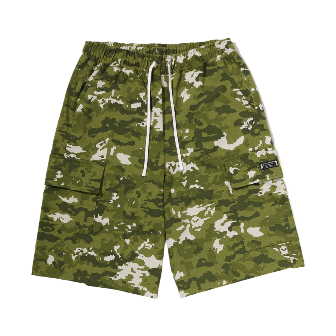 베이프 멀티 픽셀 카모 베이프 스타 로고 카고 릴렉스드 핏 스웨트 쇼츠 그린(BAPE Multi Pixel Camo Bape Sta Logo Cargo Relaxed Fit Sweatshorts Green)