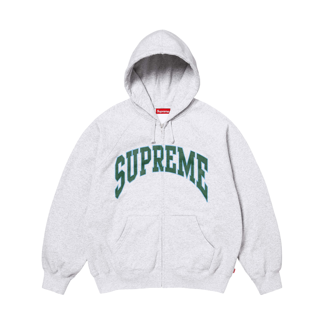 슈프림 크랙 래글런 집업 후드 스웨트셔츠 애쉬 그레이 - 26SS(Supreme Cracked Raglan Zip Up Hooded Sweatshirt Ash Grey - 26SS)