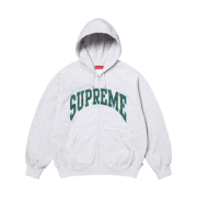 Supreme Cracked Raglan Zip Up Hooded Sweatshirt Ash Grey - 26SS