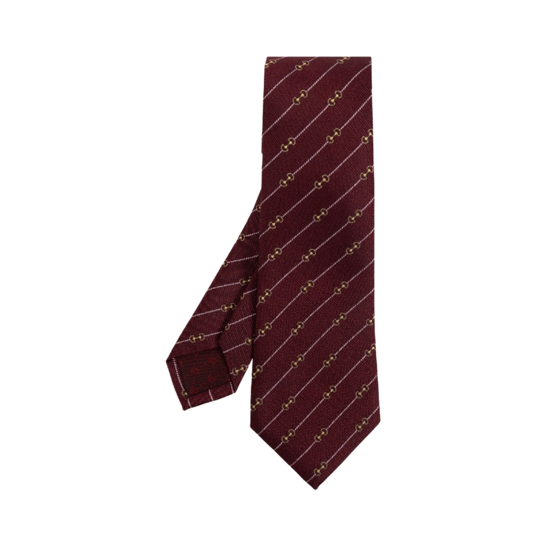 815964-4E009-6275 Gucci Horsebit Silk Jacquard Tie Bordeaux