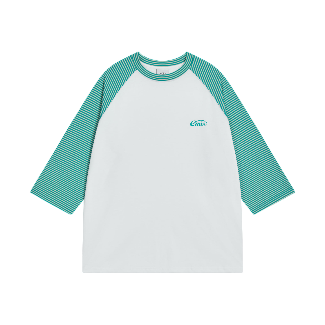 이미스 스트라이프 래글런 슬리브 티셔츠 그린(Emis Stripe Raglan Sleeve T-Shirt Green)
