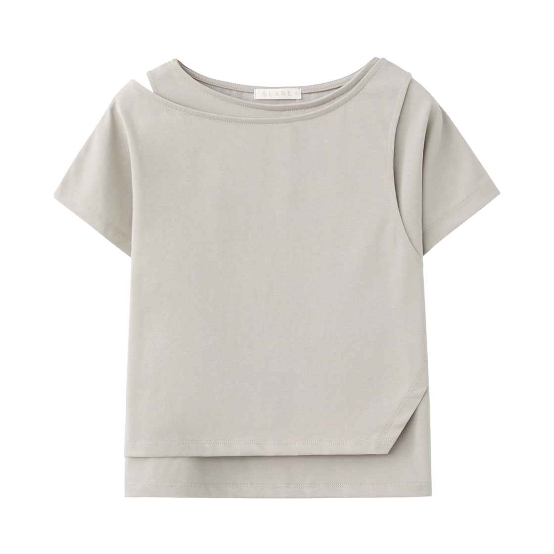SBF2TS02WXG (W) Suare Women Supima Double Layered Half Sleeve Stone Gray