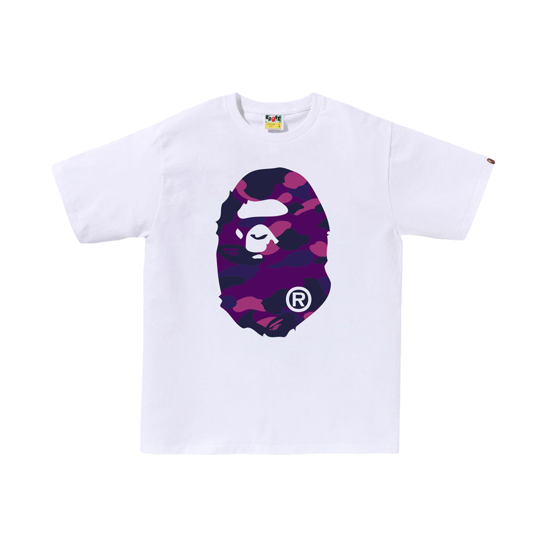 - BAPE Color Camo Big Ape Head T-Shirt White PUrple