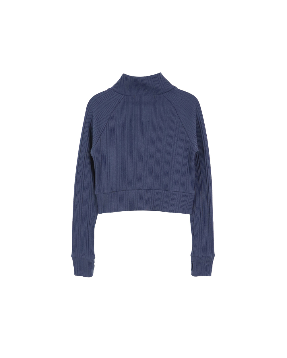 미와이후 셔링 크롭 립 집업 네이비(Miyhoo Sirring Crop Rib Zip-Up Navy) - 2