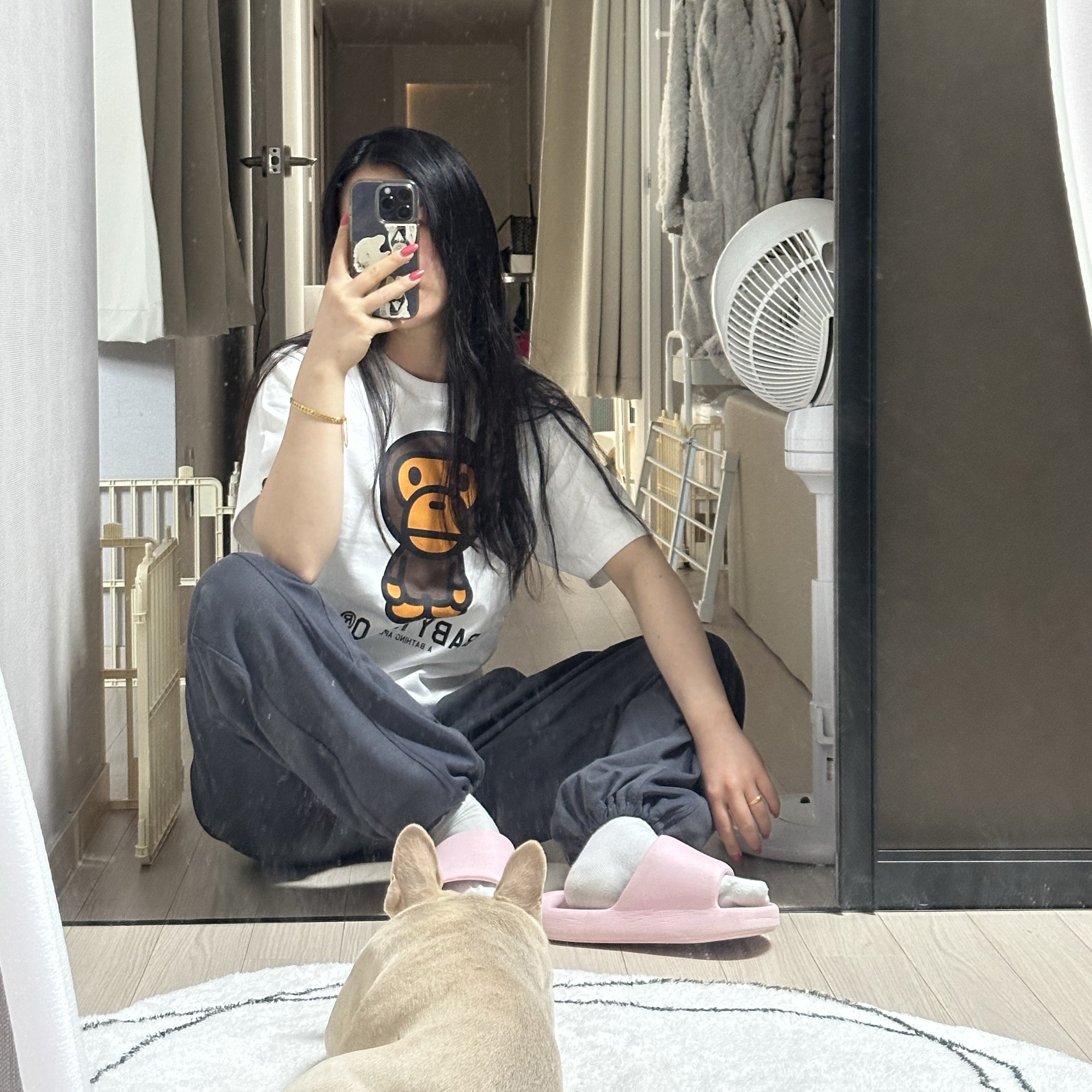 BAPE Baby Milo T-Shirt White 착용 스타일 - 2