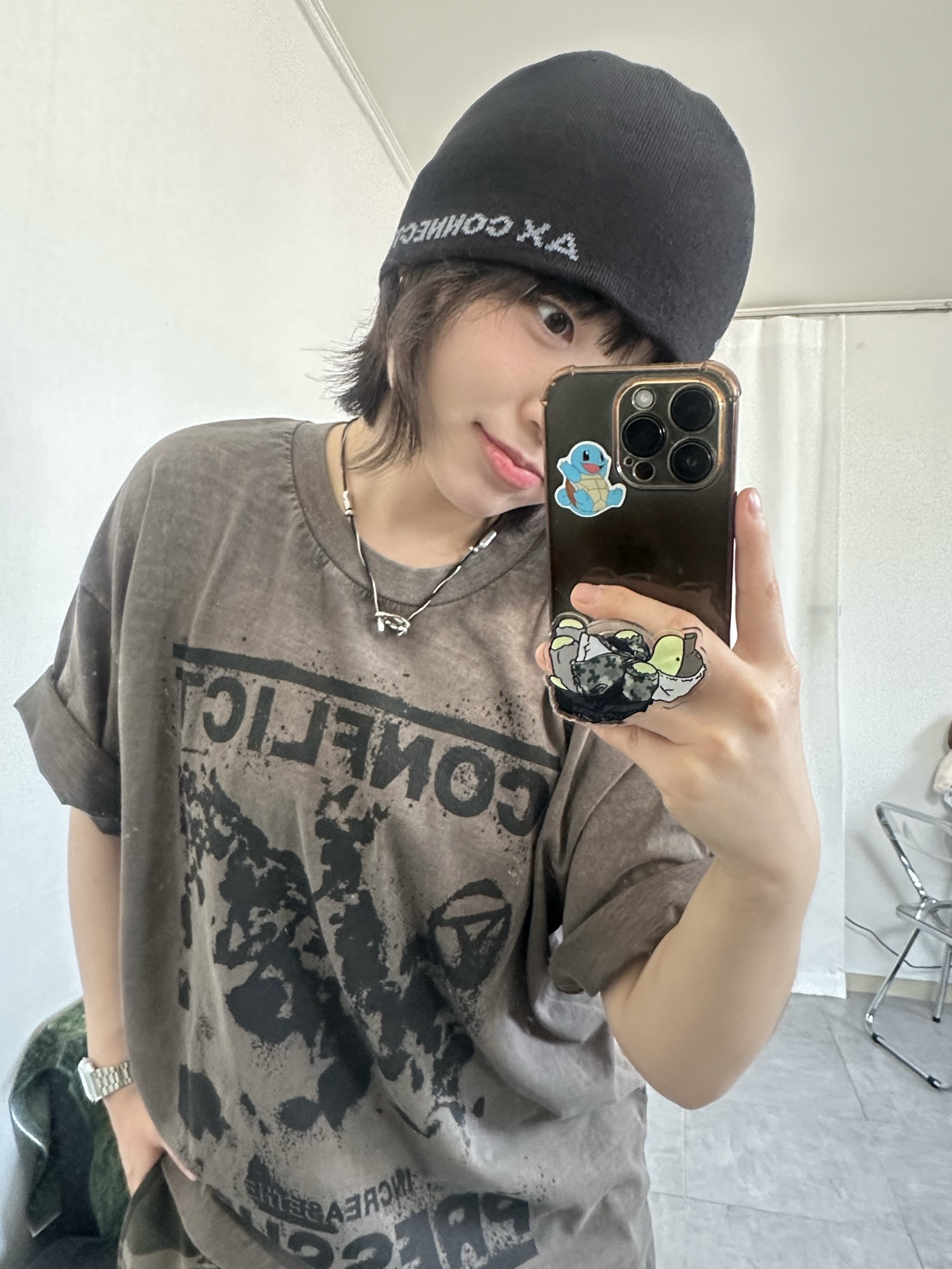AX CONNECTION Compass Logo Beanie (Lightweight) 착용 스타일 - 4