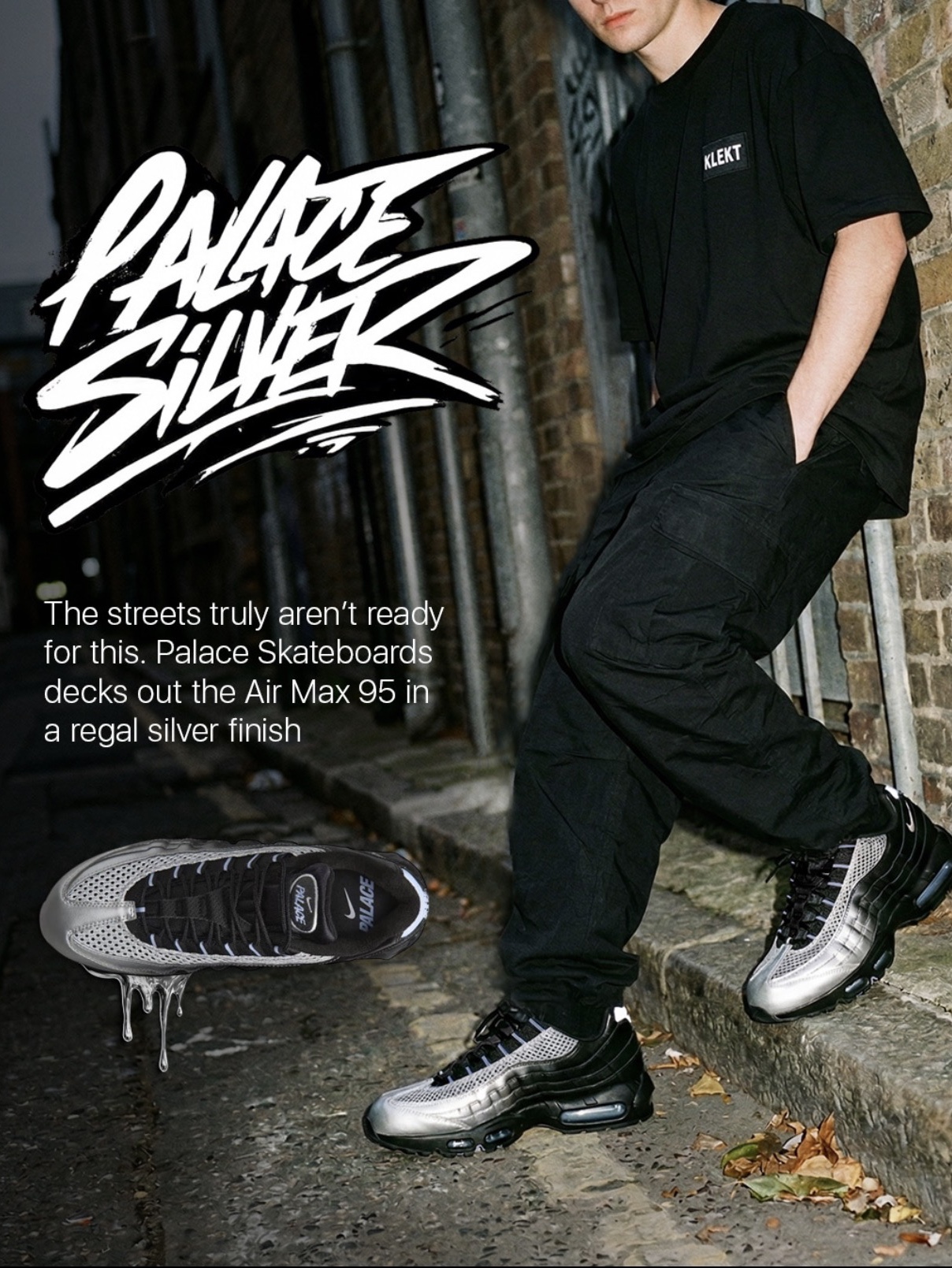 Nike x Palace Air Max 95 Metallic Silver Aluminum 착용 스타일 - 1