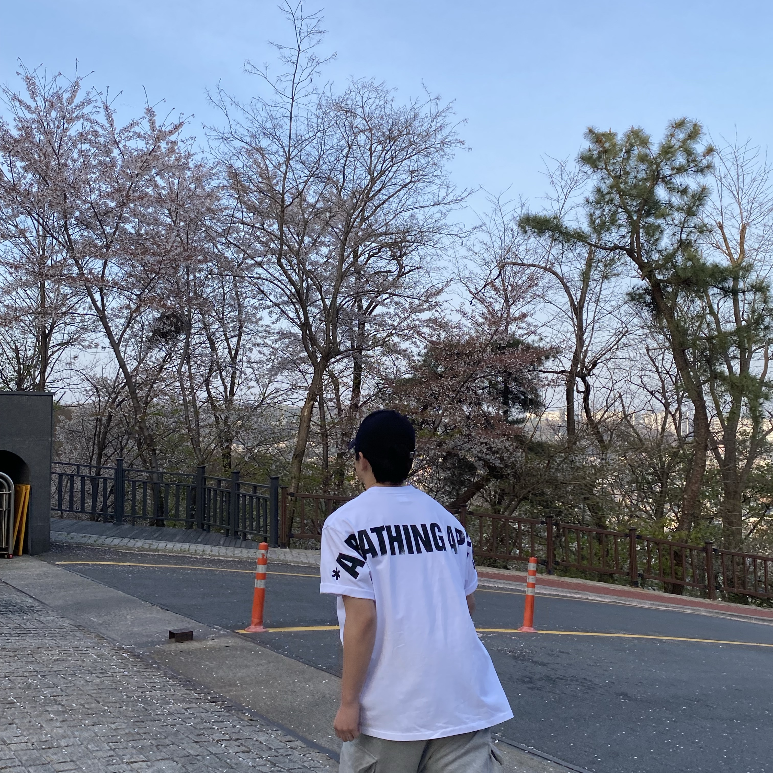 BAPE Spray Print Ape Head Relaxed Fit T-Shirt #2 White 착용 스타일